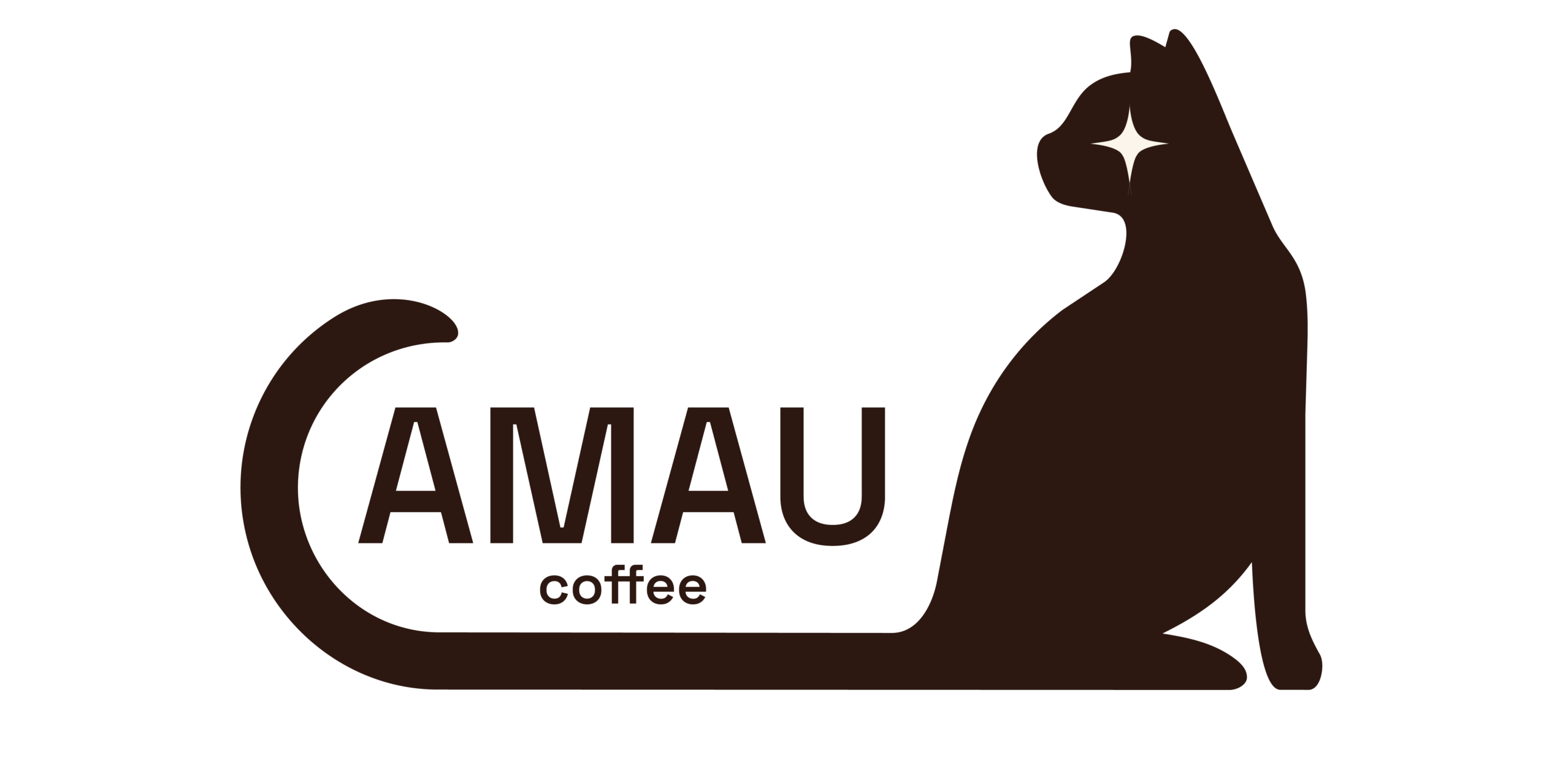 CAMAU Logo, Katze mit Stern als Auge, Schwanz sieht aus wie C und bildet Markennamen CAMAU